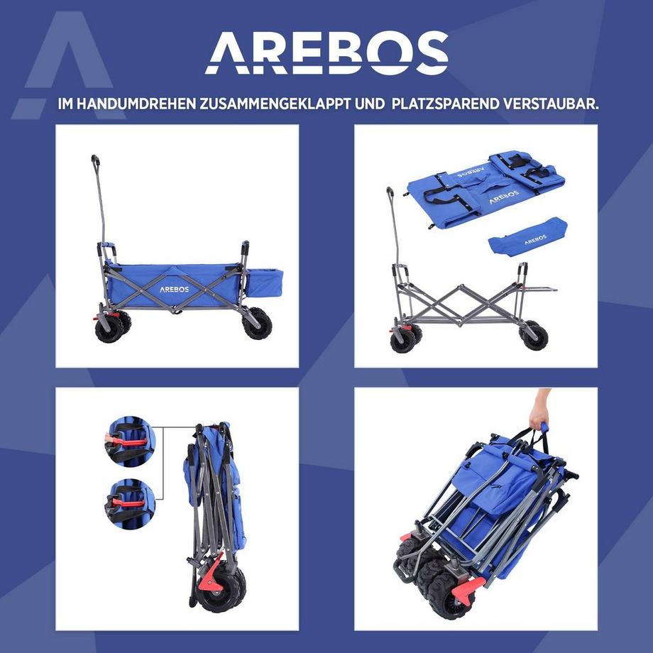 Arebos  Charrette à bras avec toit | Chariot de transport de charrette à bras | Chariot à matériel 