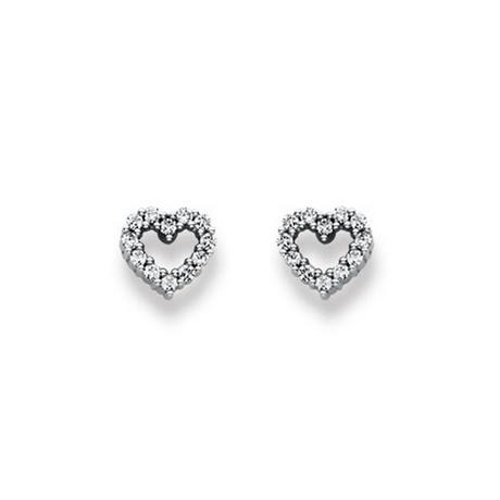 MUAU Schmuck  Clous d'oreilles coeur or blanc 750 zircone 7mm 