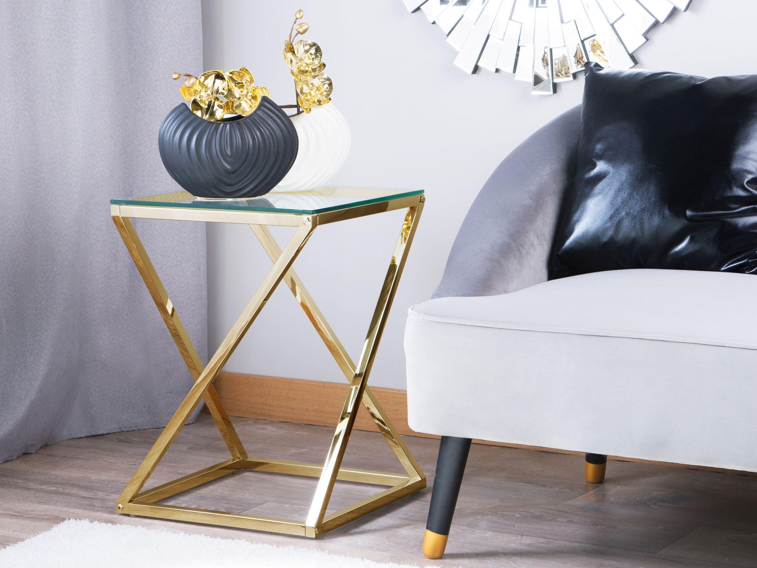 Beliani Table d'appoint en Verre Glamour BEVERLY  