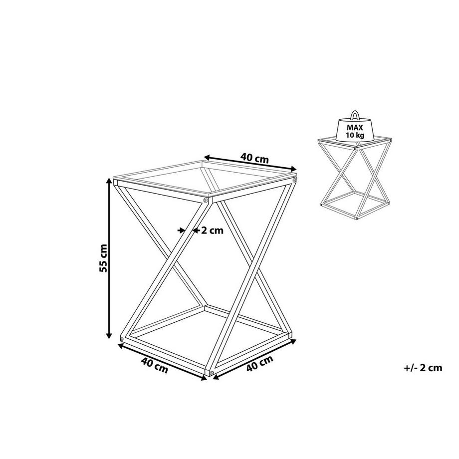 Beliani Beistelltisch aus Glas Glamourös BEVERLY  