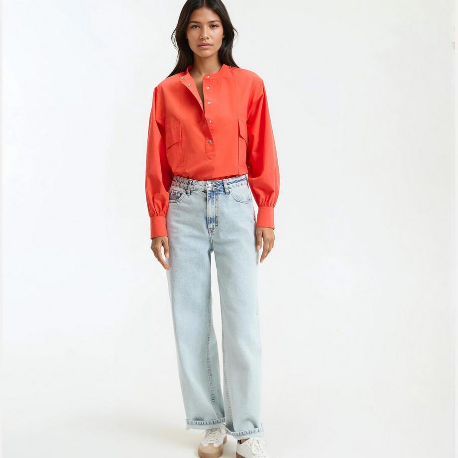 La Redoute Collections Baumwollhemd Mao-Kragen  