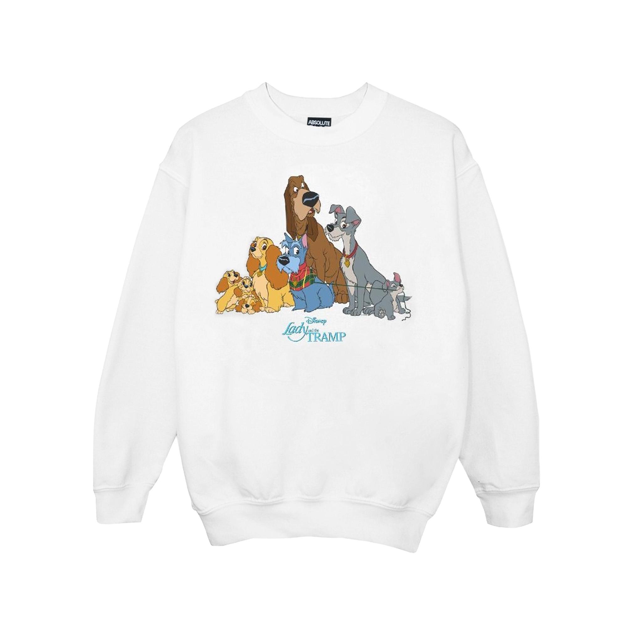 Image of Lady And The Tramp Classic Group Sweatshirt Unisex Weiss 140/146