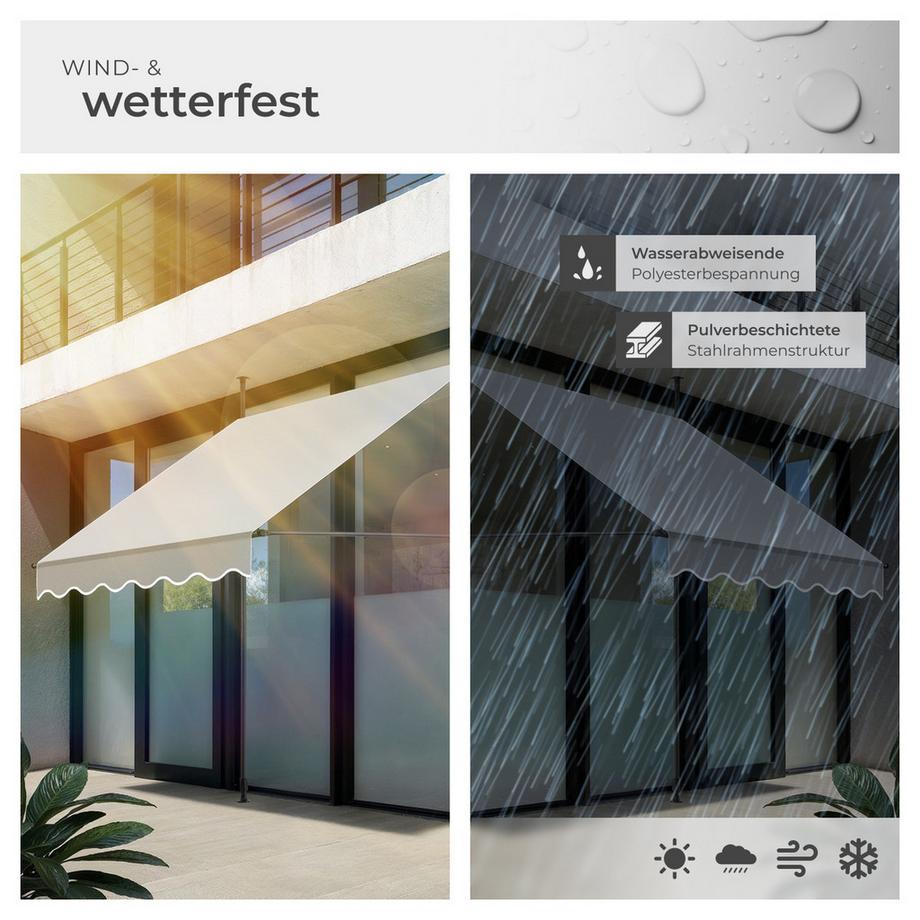 Tectake Klemmmarkise  mit Handkurbel UV-beständig  