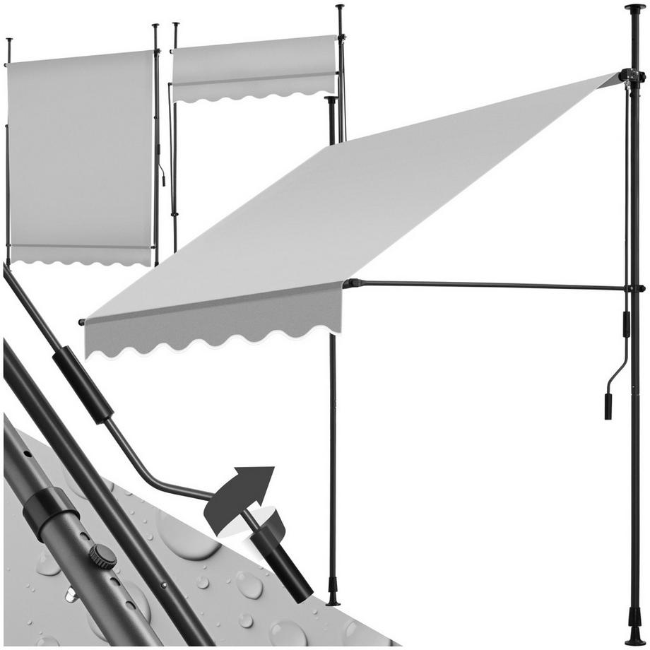 Tectake Klemmmarkise  mit Handkurbel UV-beständig  