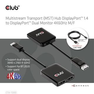 CLUB 3D  CLUB3D CSV-7220 cavo e adattatore video 1 m DisplayPort HDMI + DisplayPort Grigio 