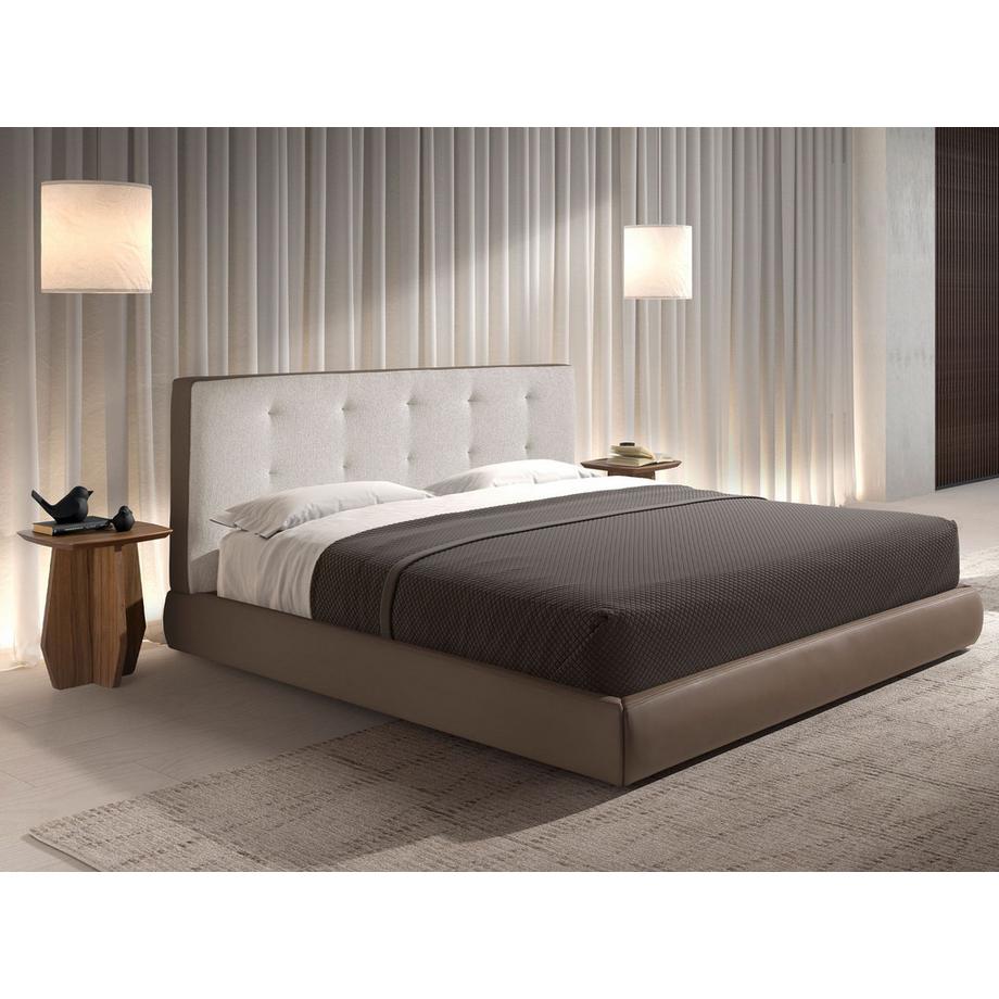 ANGEL CERDA Letto imbottito in tessuto marrone ed similpelle marrone  