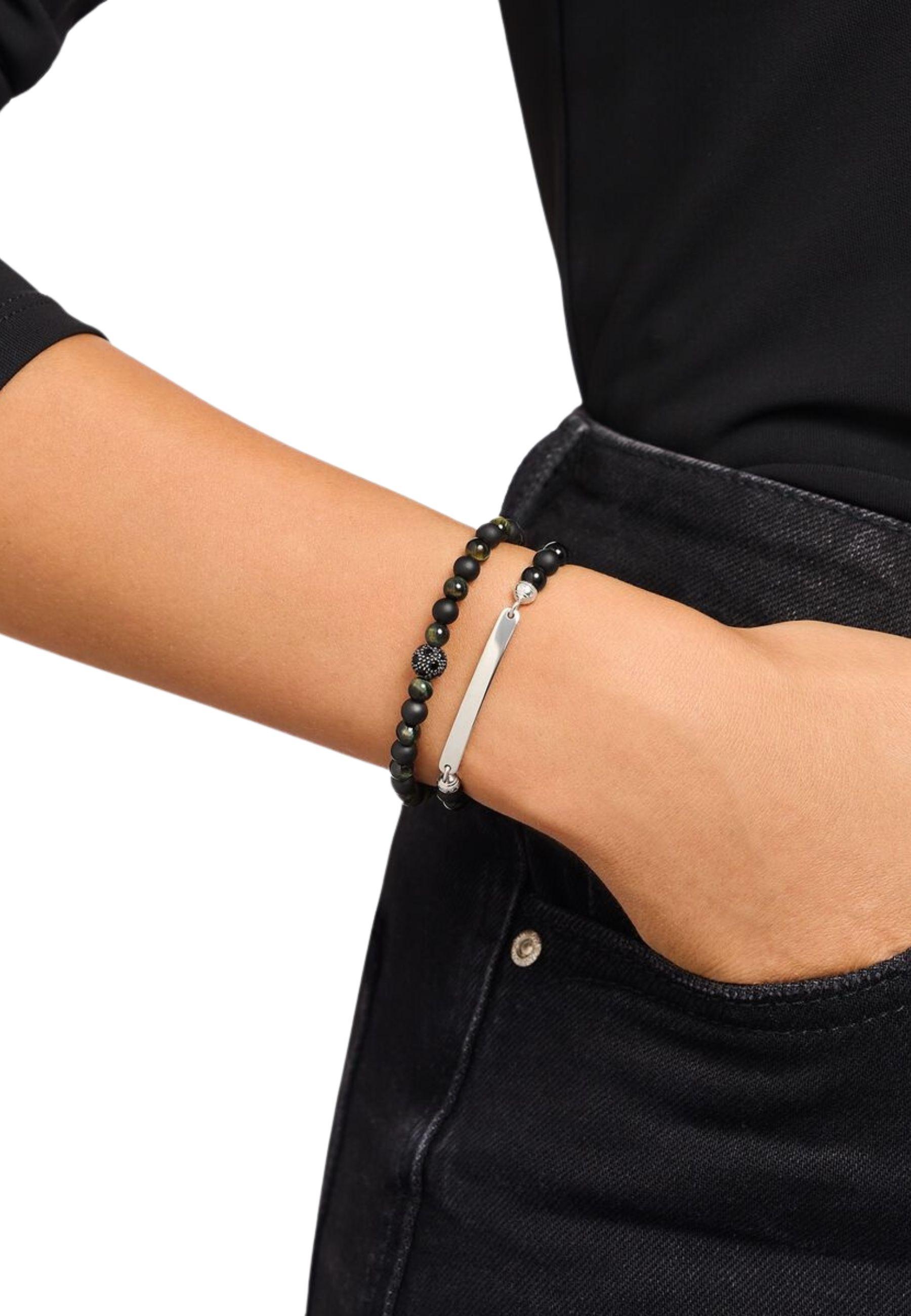 Thomas Sabo  Gravierbares Armband mit Obsidian-Perlen 