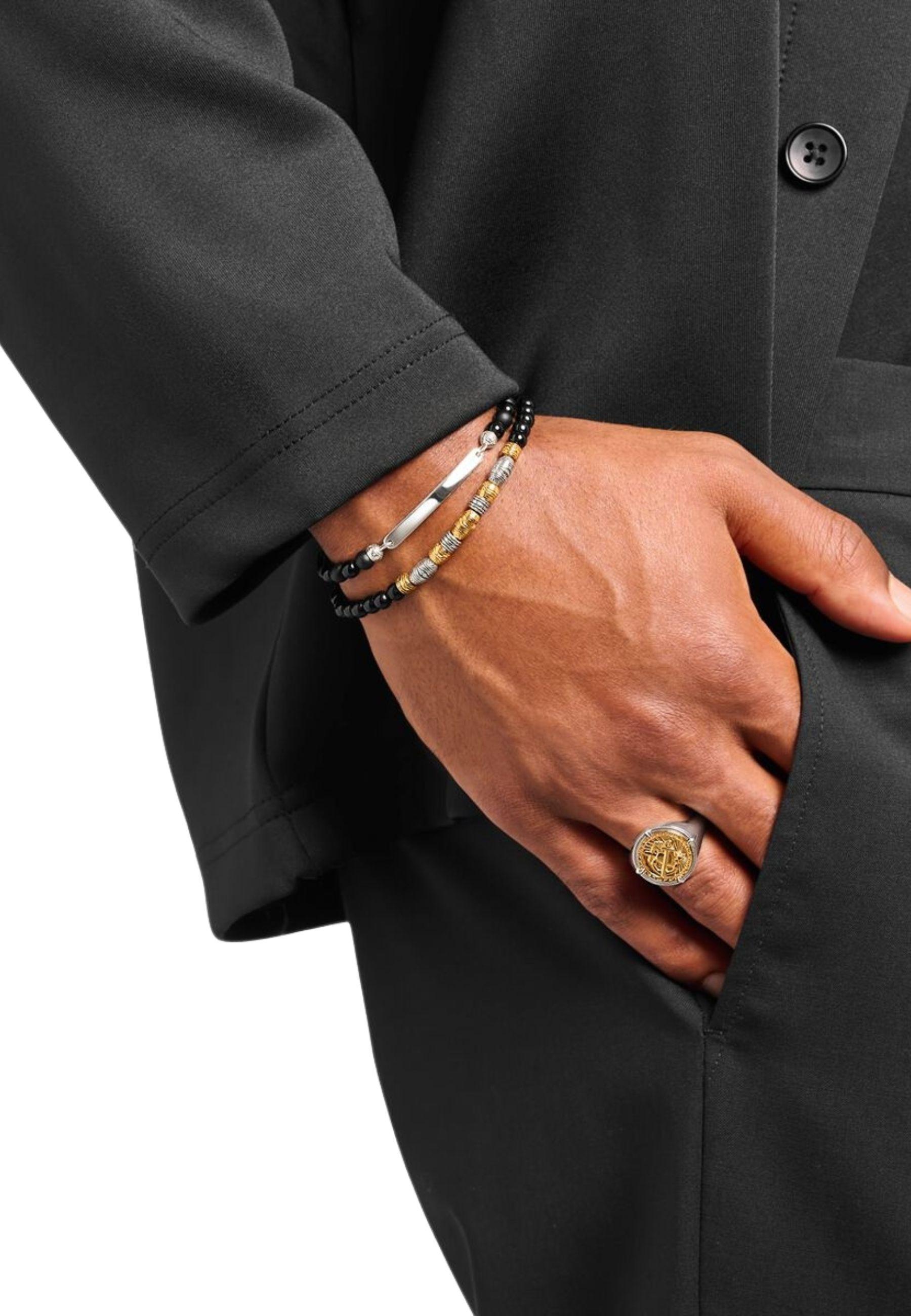 Thomas Sabo  Gravierbares Armband mit Obsidian-Perlen 