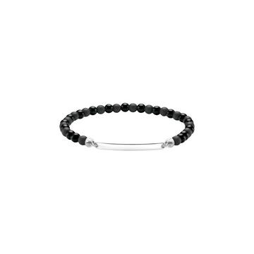 Gravierbares Armband mit Obsidian-Perlen