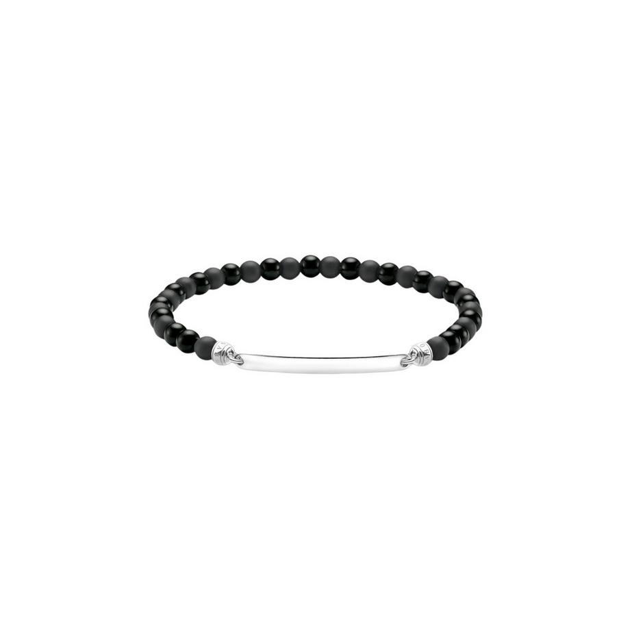 Gravierbares Armband mit ObsidianPerlen