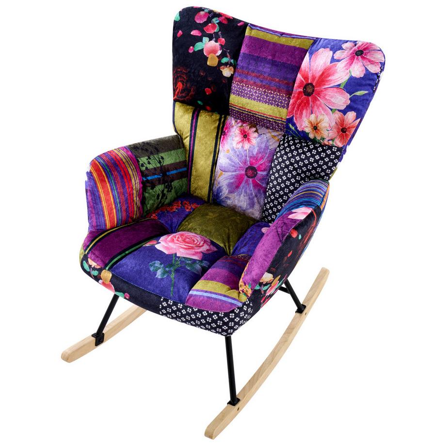 Beliani Fauteuil à bascule en Velours Rétro OULU  