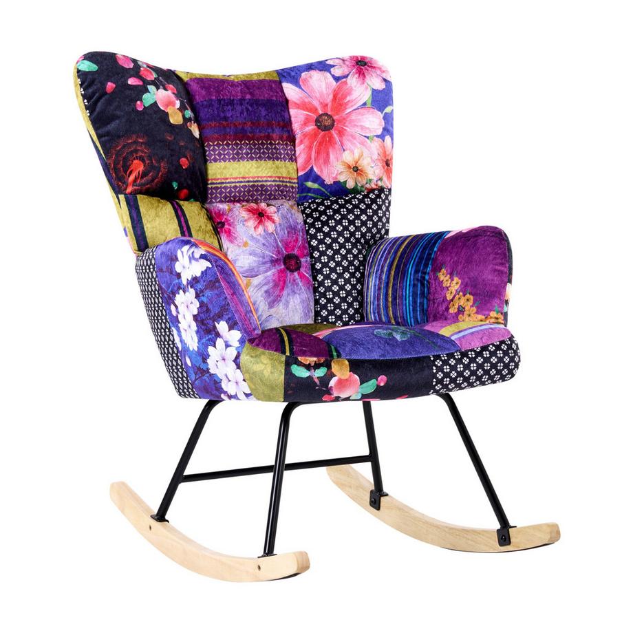 Fauteuil à bascule en Velours Rétro OULU
