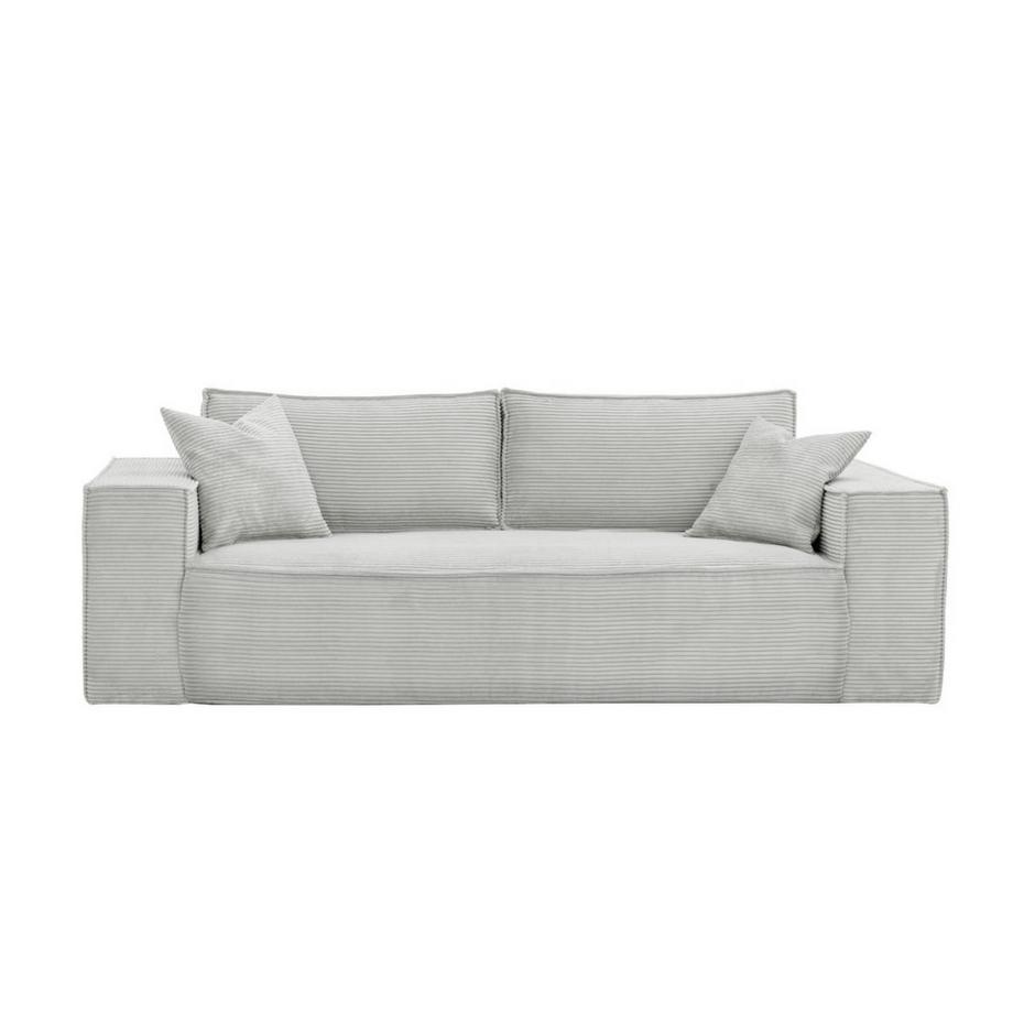 Vente-unique Sofa 3-Sitzer mit Matratze - Cord - Grau - Liegefläche 140 cm - Matratze 14 cm mit Memory Schaum - AMELIA  