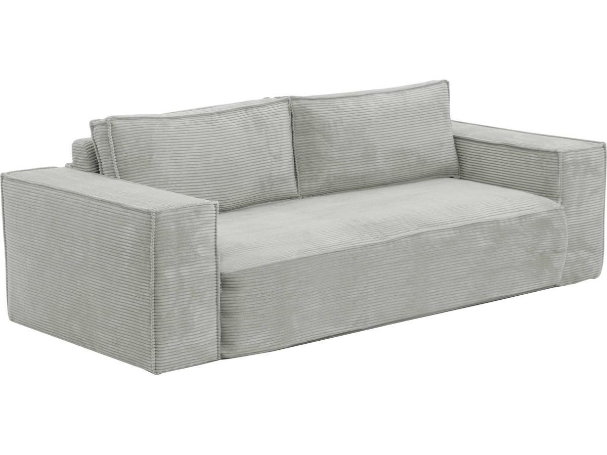 Image of Sofa 3-Sitzer mit Matratze - Cord - Grau - Liegefläche 140 cm - Matratze 14 cm mit Memory Schaum - AMELIA Sofa 3-Sitzer mit Matratze - Cord - Grau - Liegefläche 140 cm - Matratze 14 cm mit Memory Schaum - AMELIA