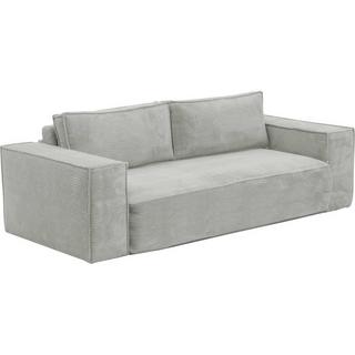 Vente-unique Canapé 3 places convertible express en velours côtelé gris -Couchage 140 cm -  Matelas 14 cm avec mémoire de forme - AMELIA  