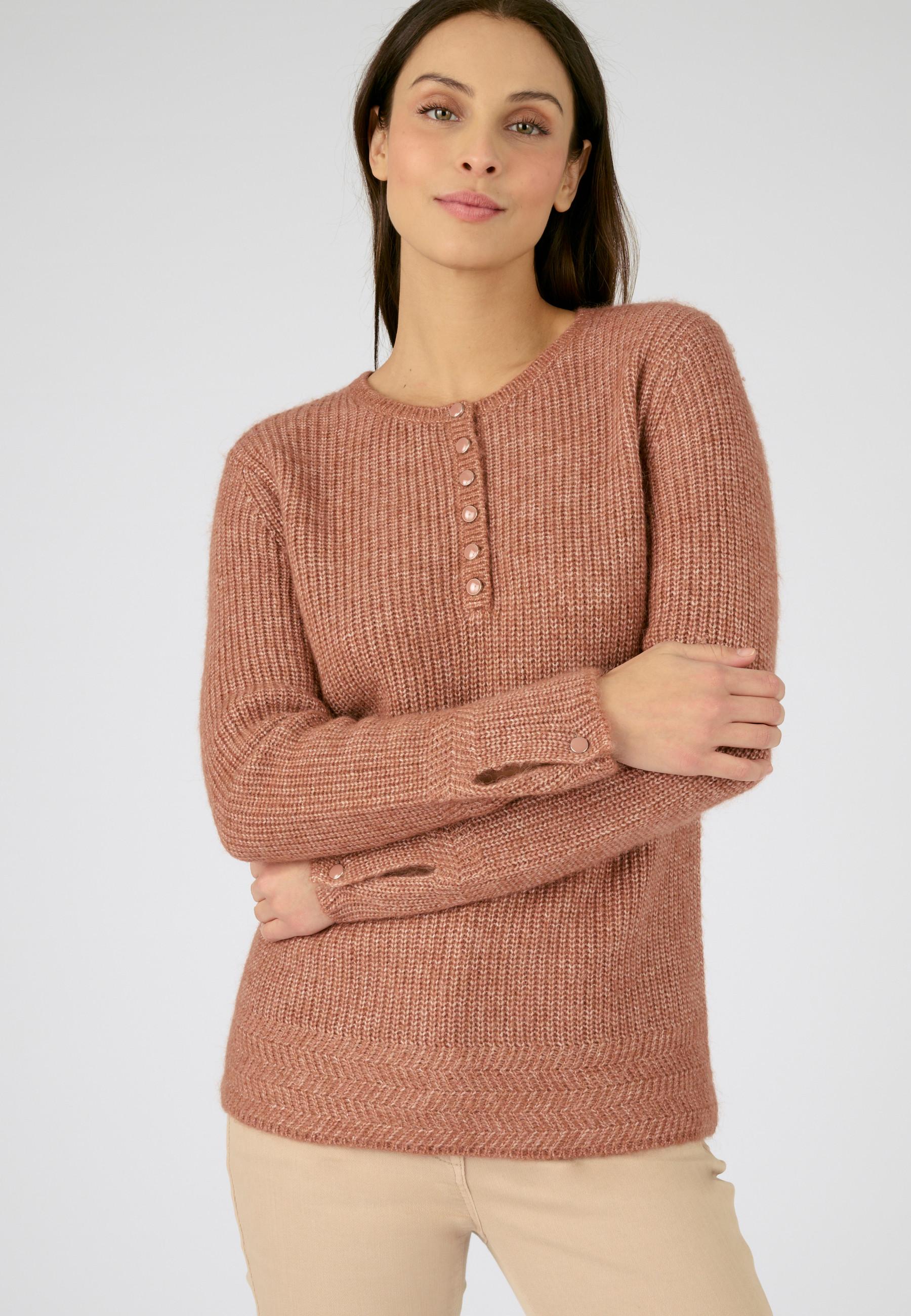 Image of Perlstrickpullover Aus Alpaka-mix. Damen Braun 46/48