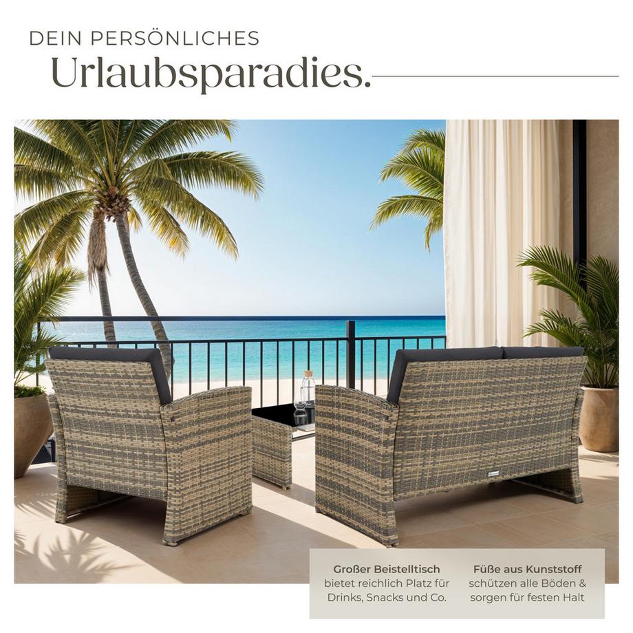 Tectake Rattan Lounge Jesolo für 4 Personen widerstandsfähig  