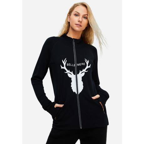 Bellemere New York  Bellemere Veste unisexe à fermeture éclair en mérinos Deer Design 