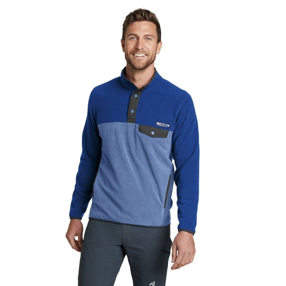 Image of Chutes Snap Mock Fleeceoberteil Unisex Blau Denim XXL