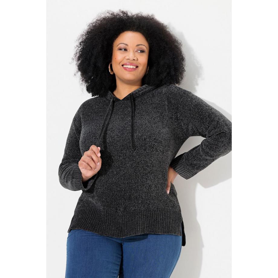 Ulla Popken Sweat-shirt en maille chenille avec cordon de serrage  