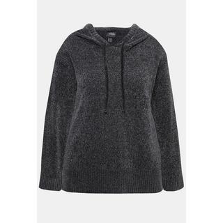 Ulla Popken  Sweat-shirt en maille chenille, capuche avec cordon de serrage, manches longues 