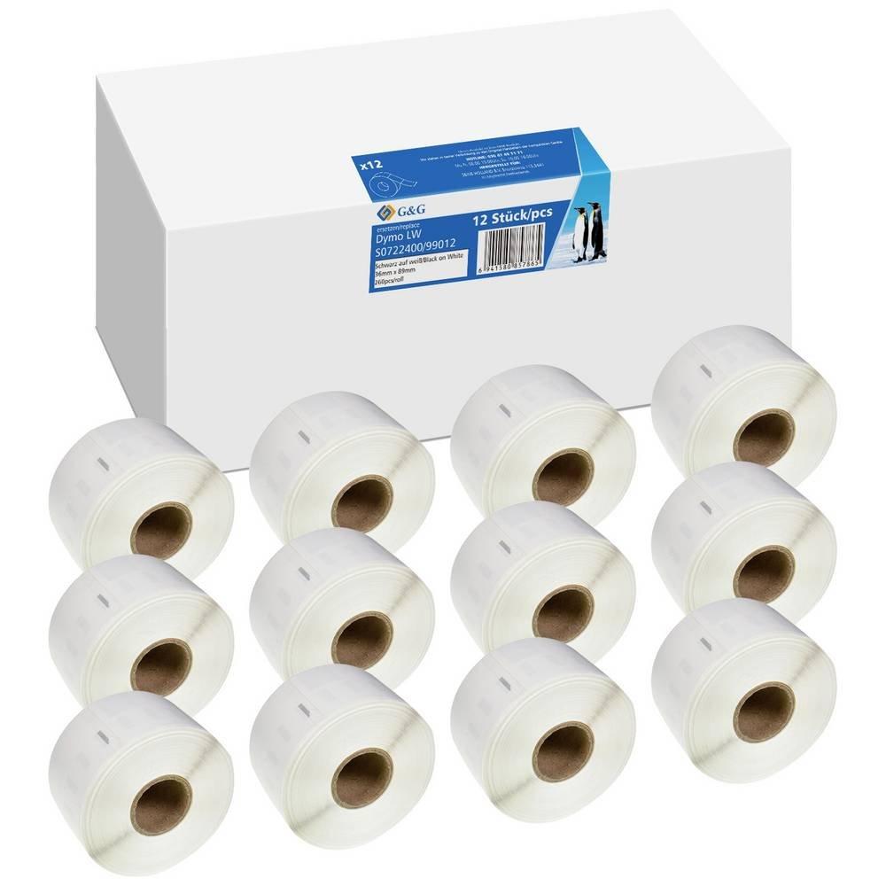 Image of 12x 260 Etiketten -VORTEILSPACK- Kompatibel mit Dymo 99012/ s0722400