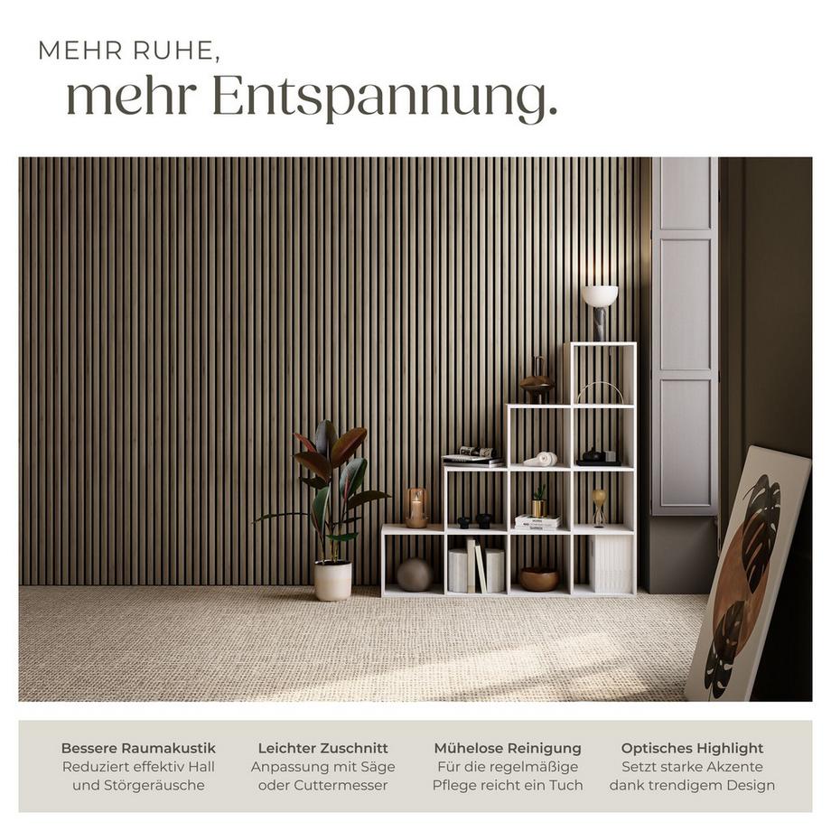 Tectake Akustikpaneele Sonic Wall Holzoptik in Eiche dunkel schallabsorbierender Filz - 4er Set  