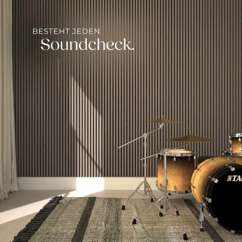 Tectake Akustikpaneele Sonic Wall Holzoptik in Eiche dunkel schallabsorbierender Filz - 4er Set  