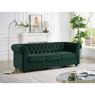 Vente-unique Sofa 3-Sitzer & Sessel - Samt - Grün - CHESTERFIELD  