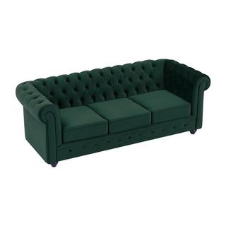 Vente-unique Sofa 3-Sitzer & Sessel - Samt - Grün - CHESTERFIELD  