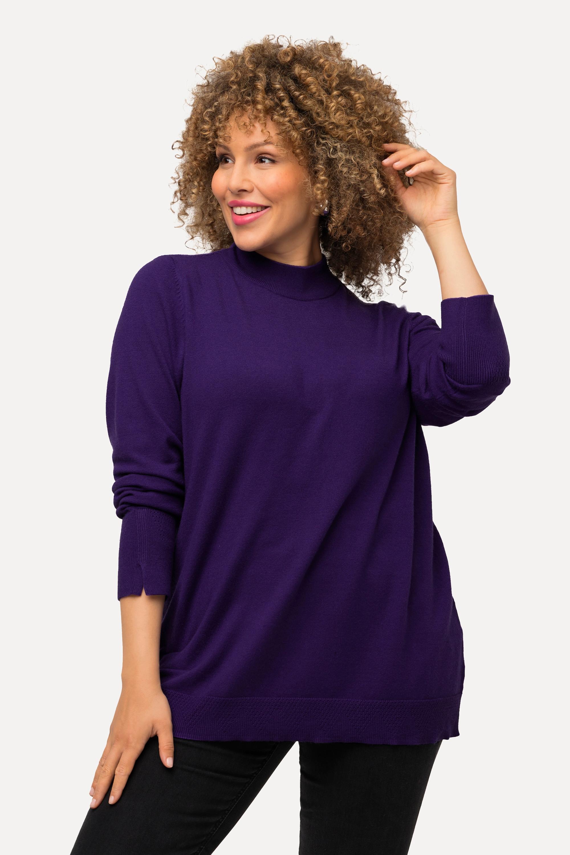 Ulla Popken  Pullover, Stehkragen, Langarm, Rippbündchen 