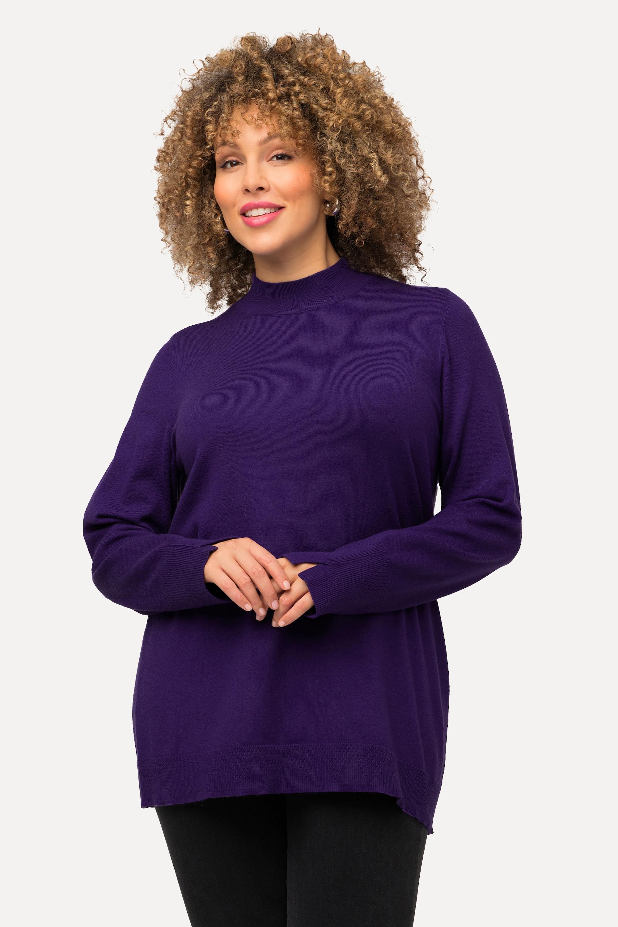 Ulla Popken  Pullover, Stehkragen, Langarm, Rippbündchen 