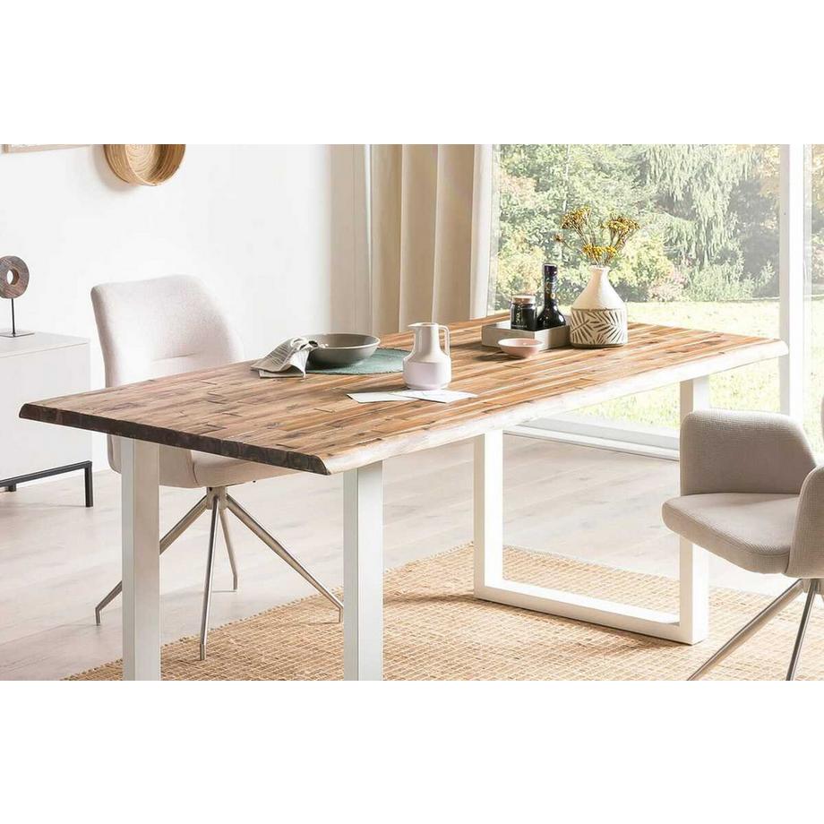 mutoni Esstisch Akazie natur weiss 180x90  