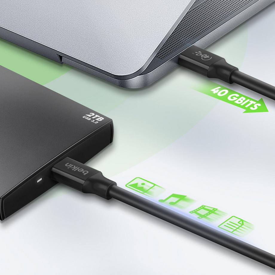 belkin  Câble Belkin USB C 100W Noir 0.8m 