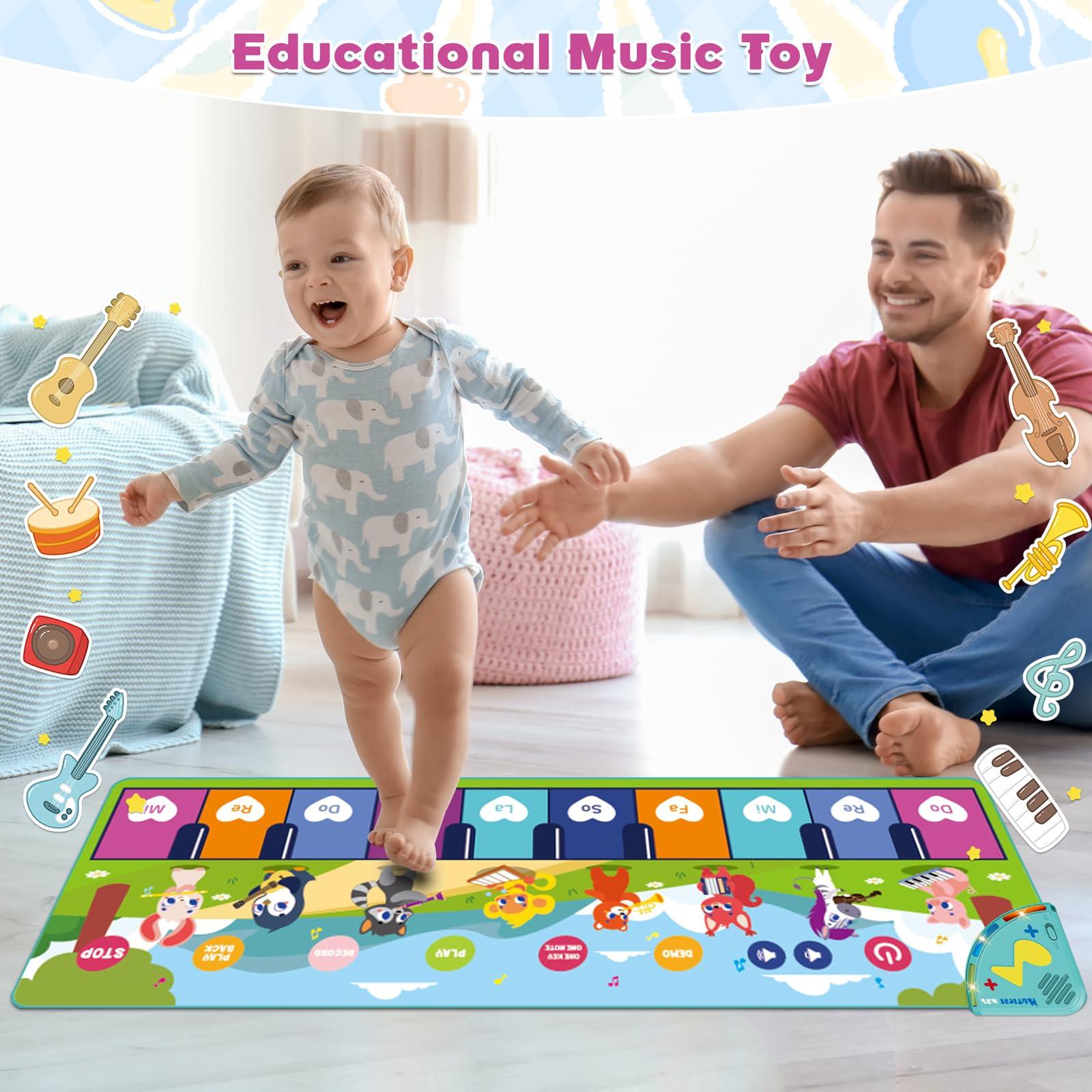 Activity-board  Kinderklaviermatte, Musikmatte Kinder mit 8 Instrumenten 17 Liedern, Baby Tanzmatte Klavier Teppich musikalisches Spiel Kleinkind Spielzeug 