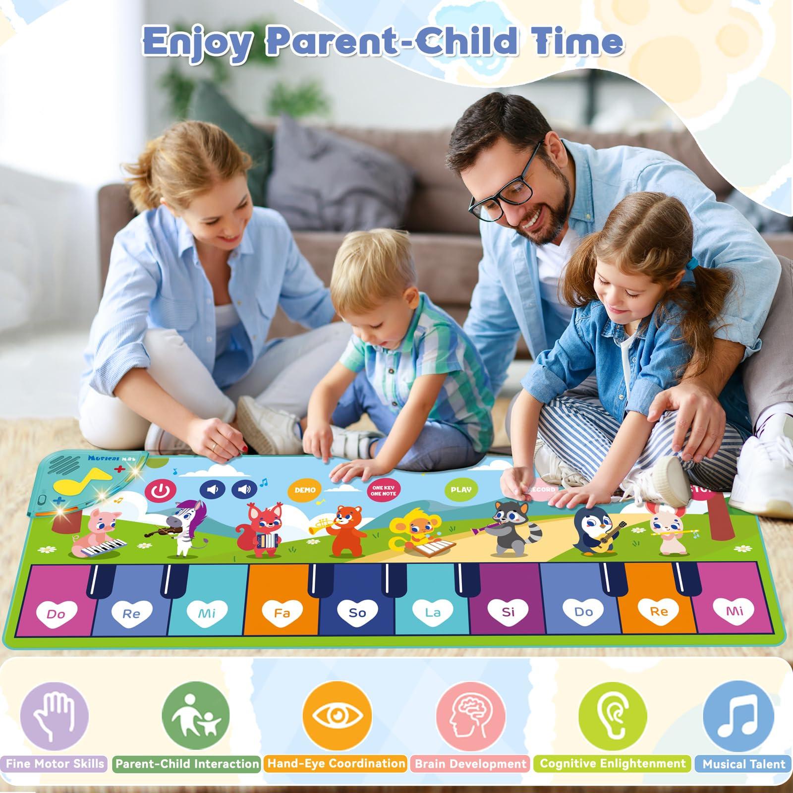 Activity-board  Kinderklaviermatte, Musikmatte Kinder mit 8 Instrumenten 17 Liedern, Baby Tanzmatte Klavier Teppich musikalisches Spiel Kleinkind Spielzeug 