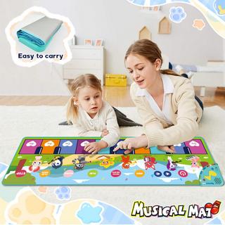 Activity-board  Kinderklaviermatte, Musikmatte Kinder mit 8 Instrumenten 17 Liedern, Baby Tanzmatte Klavier Teppich musikalisches Spiel Kleinkind Spielzeug 