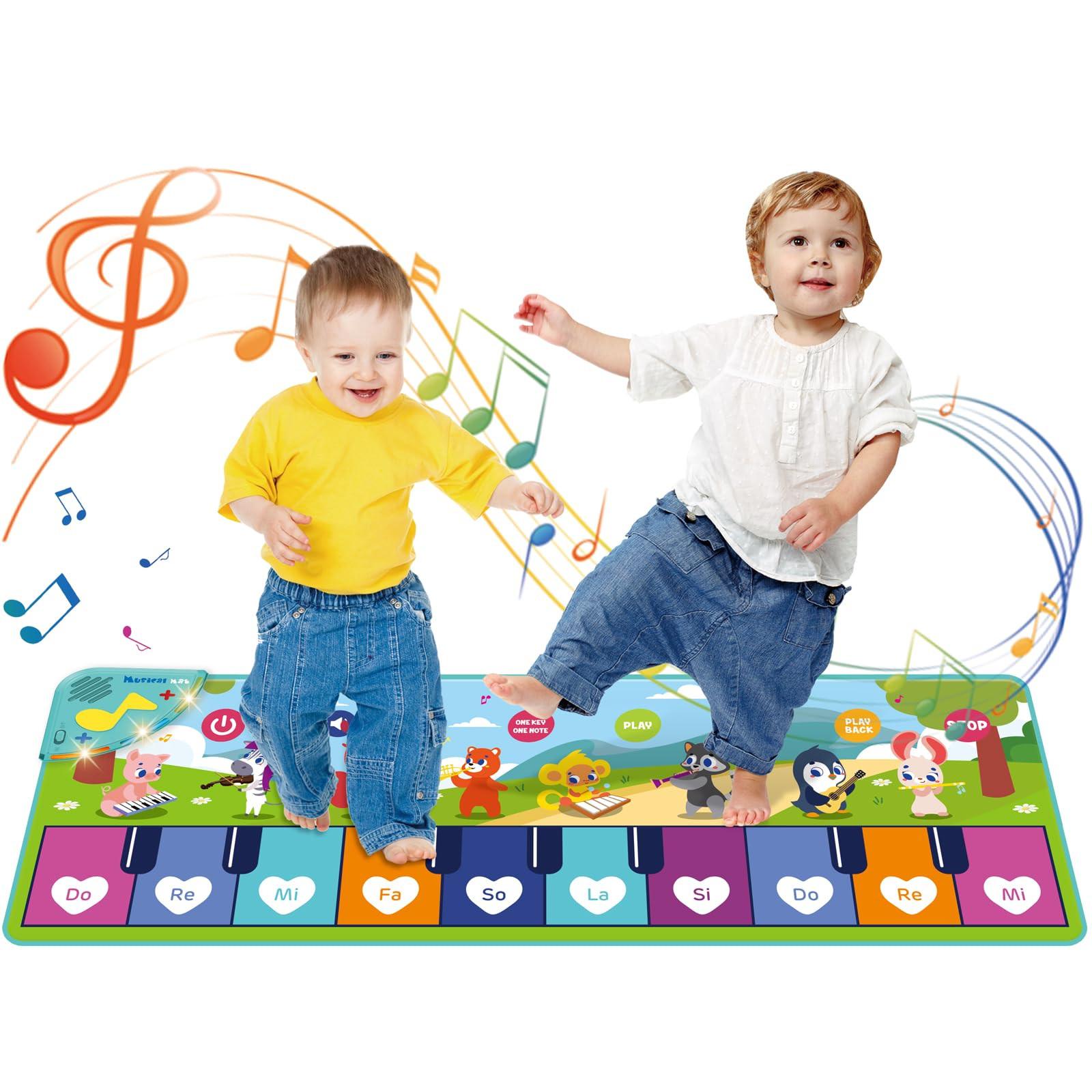 Activity-board  Kinderklaviermatte, Musikmatte Kinder mit 8 Instrumenten 17 Liedern, Baby Tanzmatte Klavier Teppich musikalisches Spiel Kleinkind Spielzeug 