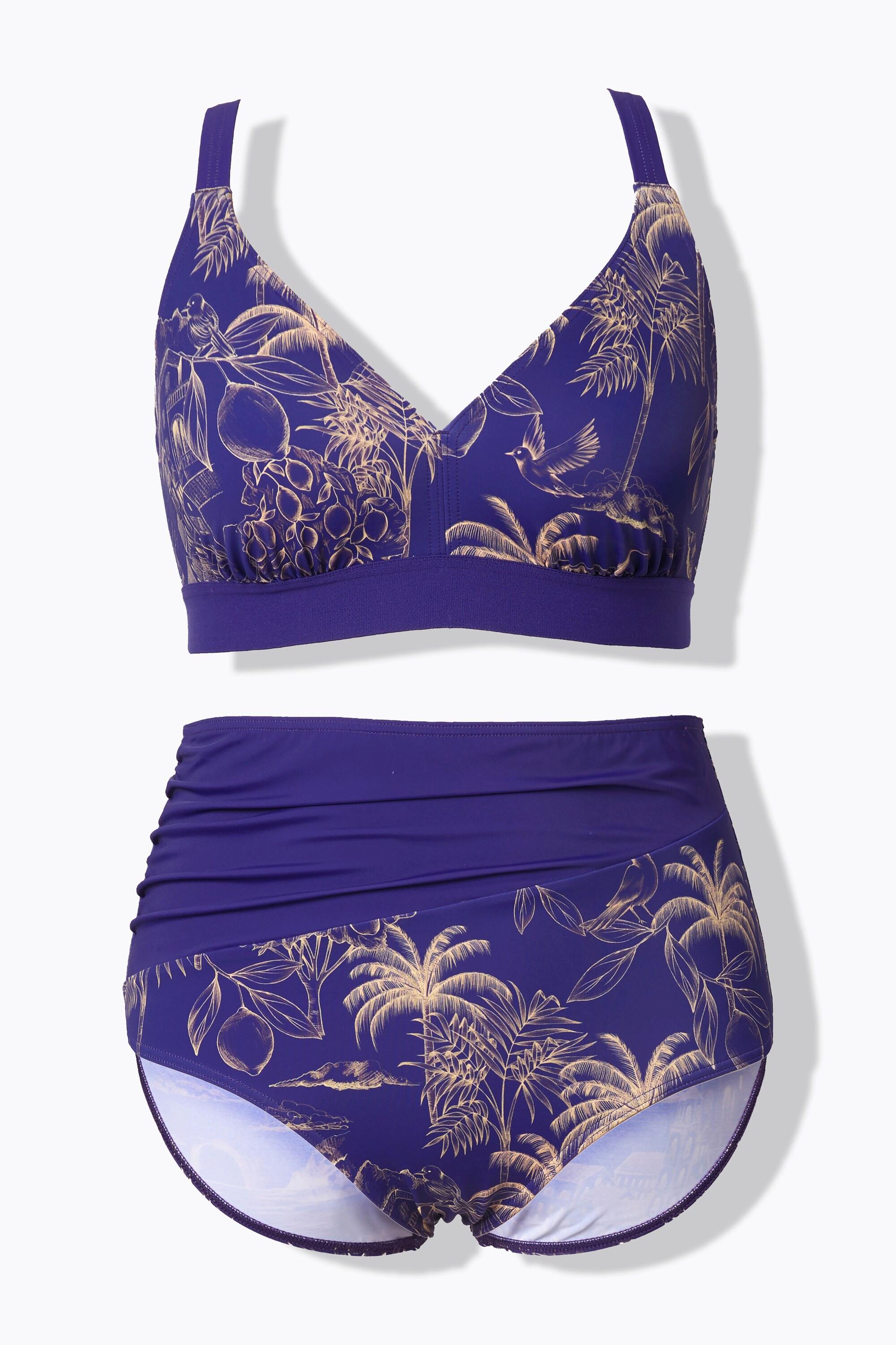 Ulla Popken Bikini motif palmiers sans bonnets souples bretelles réglables  