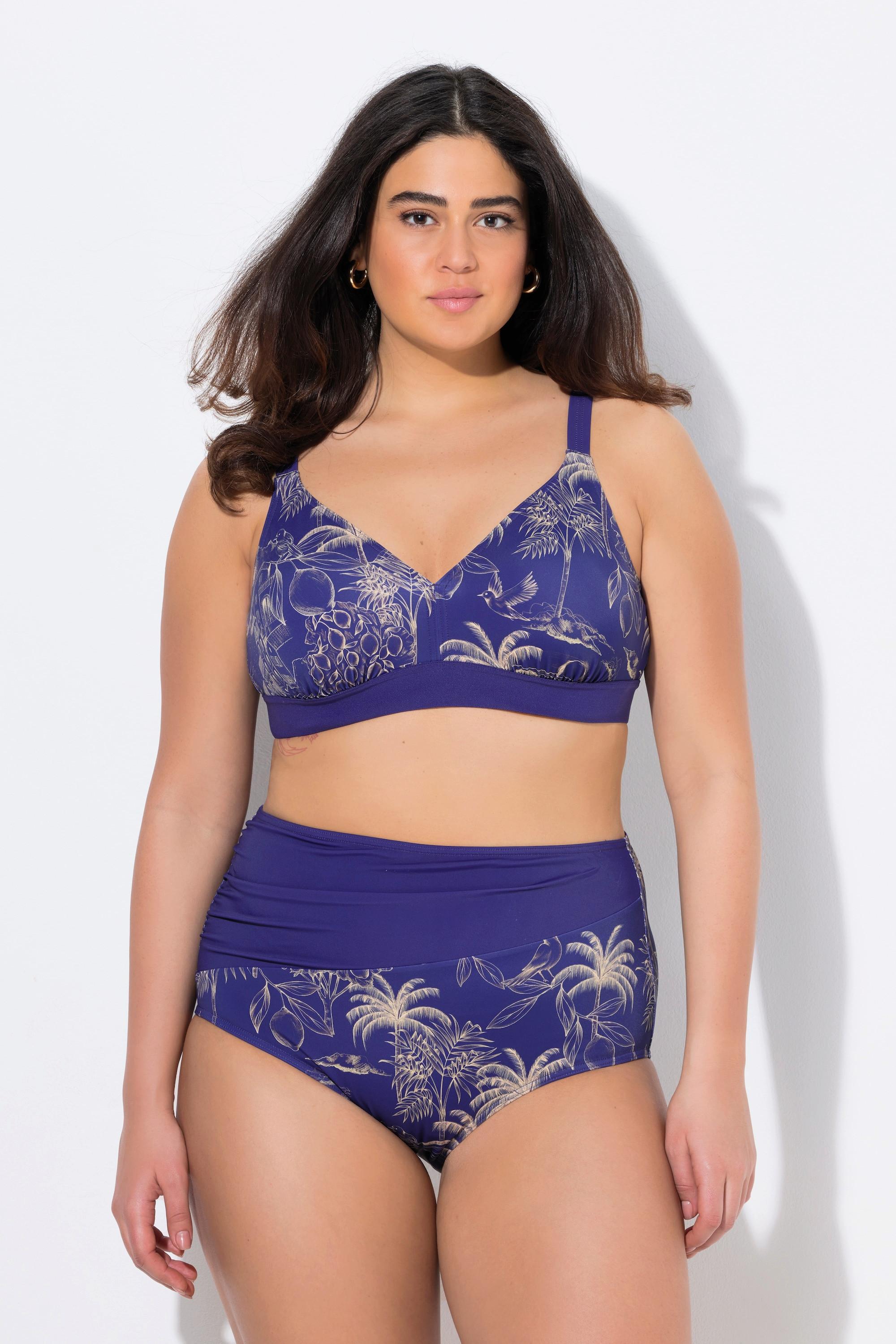 Ulla Popken Bikini motif palmiers sans bonnets souples bretelles réglables  