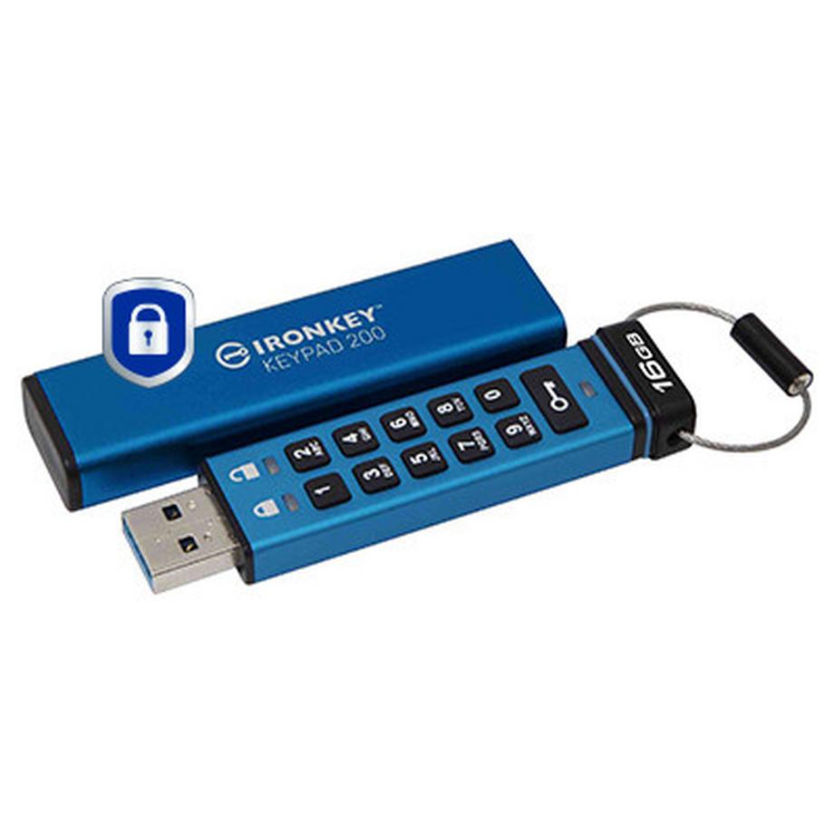 KINGSTON TECHNOLOGY  Kingston Technology IronKey 16GB Keypad 200, FIPS 140-3 Lvl 3 (ausstehend) AES-256 Verschlüsselung 