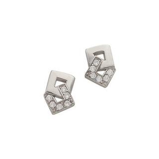 MUAU Schmuck  Clous d'oreilles or blanc 750 diamant 0,06ct. 7x5mm 