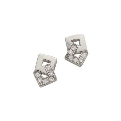 MUAU Schmuck  Clous d'oreilles or blanc 750 diamant 0,06ct. 7x5mm 