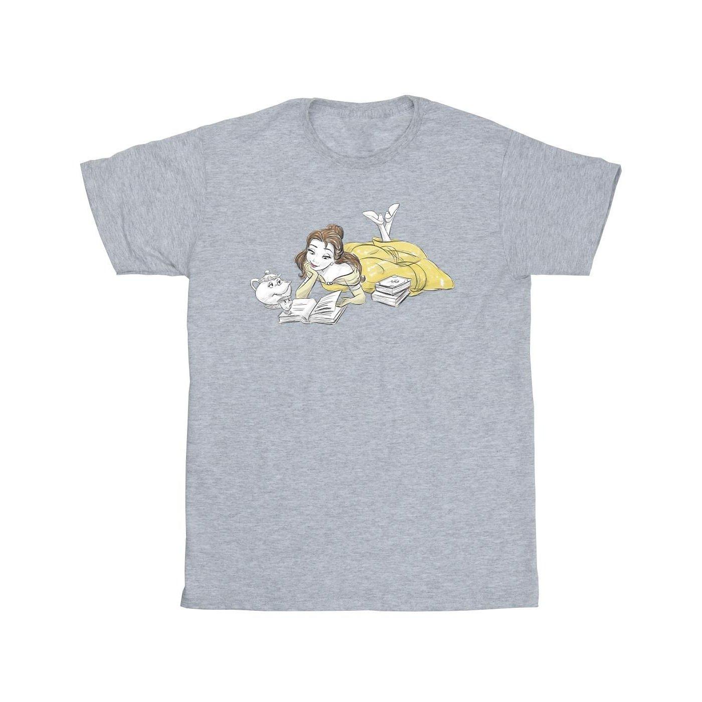 Image of Beauty And The Beast Belle Reading Tshirt Herren Grau XL