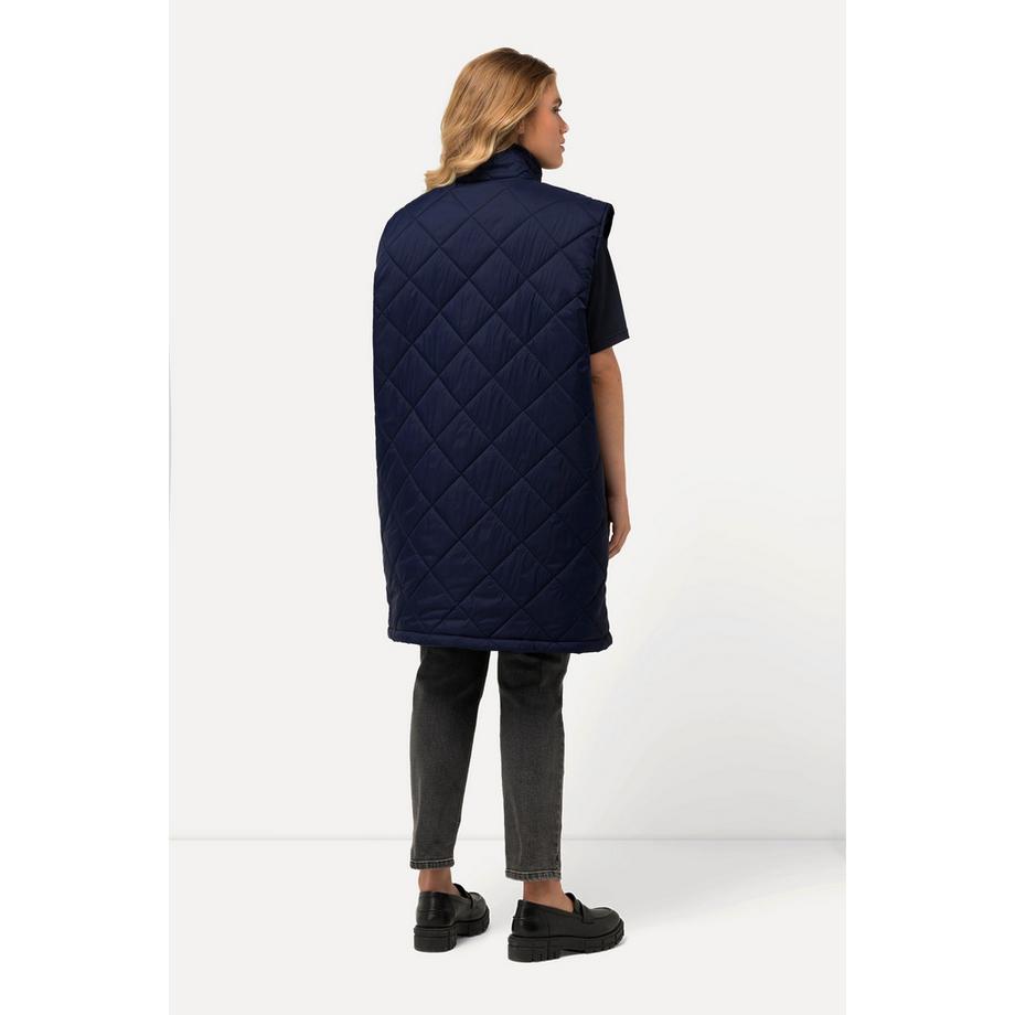 Ulla Popken Long Steppweste Stehkragen Zipper Zipptaschen  