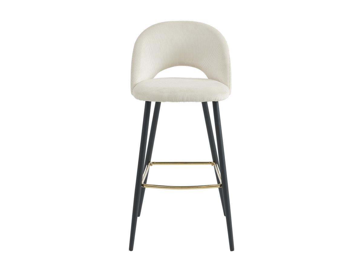 PASCAL MORABITO Barhocker 2er-Set - Cord & Metall - Cremefarben - FINCHY von Pascal Morabito  