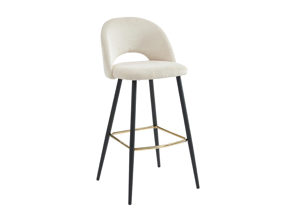 PASCAL MORABITO Barhocker 2er-Set - Cord & Metall - Cremefarben - FINCHY von Pascal Morabito  