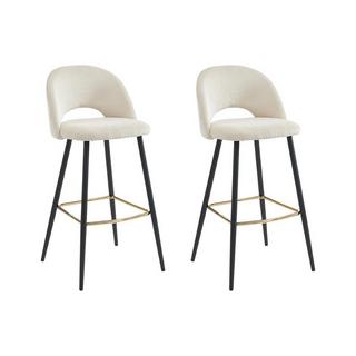 PASCAL MORABITO Barhocker 2er-Set - Cord & Metall - Cremefarben - FINCHY von Pascal Morabito  