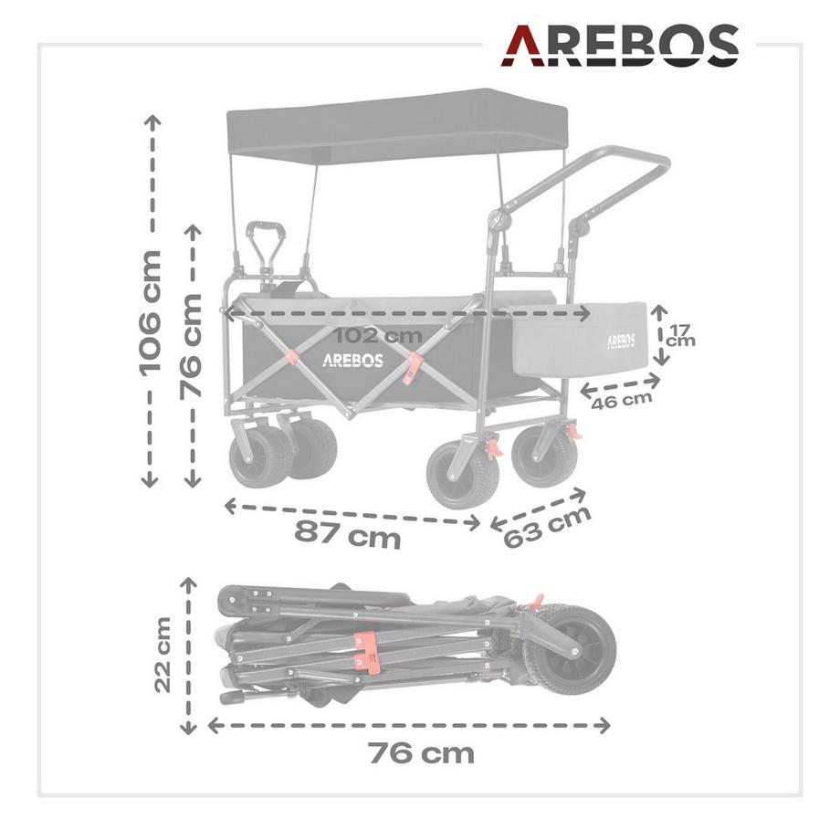 Arebos  Bollerwagen mit Dach | Handwagen | Transportkarre | Gerätewagen 