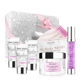 âme pure  I WILL TAKE CARE OF YOU Coffret cadeau: beurre pour le corps, sérum anti-âge, crème pour les mains, gant de gommage 100% soie 